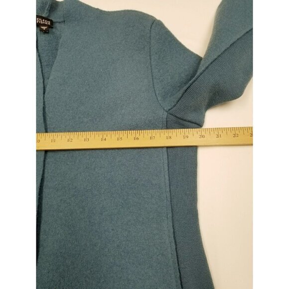 eileen fisher boiled wool Teal Coat 3 snap Closure ribbed sides size small - Picture 5 of 16